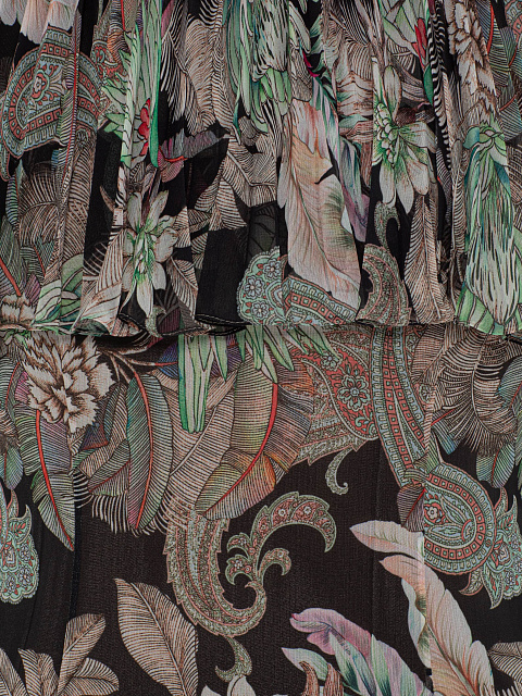 Черное платье-мини из шифона с цветочным принтом, 6 Черное платье-мини из шифона с цветочным принтом, 6