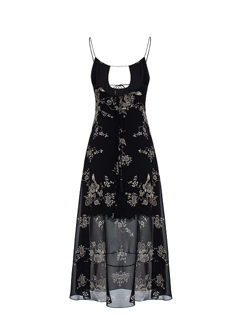 Черное платье-миди с принтом, 2