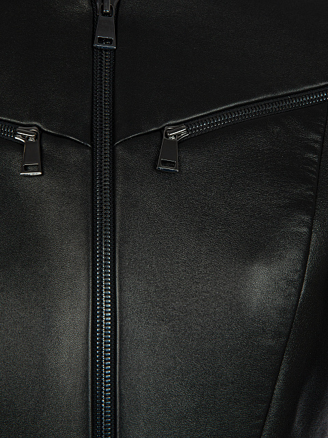 Черная кожаная куртка с баской, 3 Черная кожаная куртка с баской, 3