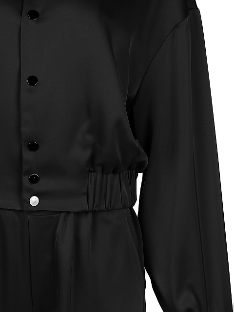 Черный атласный костюм из бомбера и брюк, 4