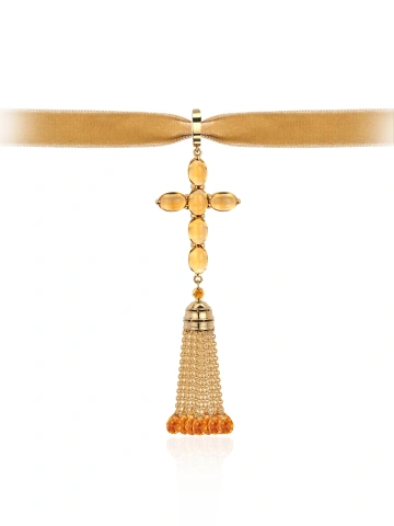 Кулон-крест из желтого золота с цитринами, 1