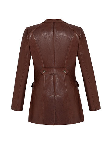 Коричневый костюм-двойка из кожи, 2