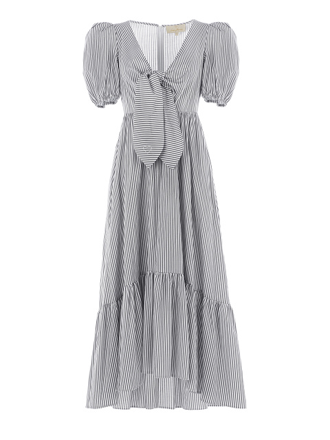 Серо-белое хлопковое платье в полоску, 1 Серо-белое хлопковое платье в полоску, 1