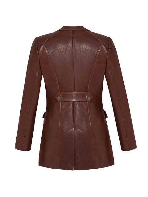 Коричневый костюм-двойка из кожи, 2