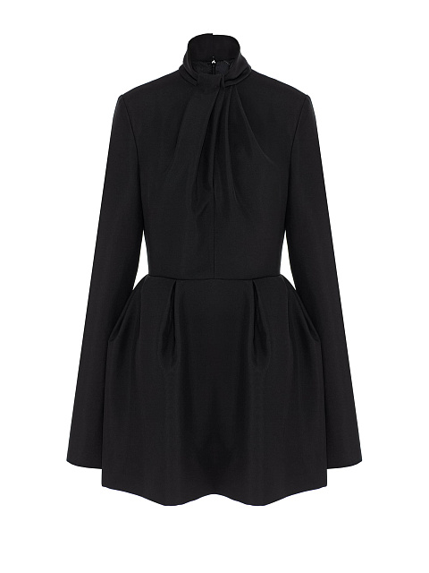 Черное платье-мини с драпировкой, 1