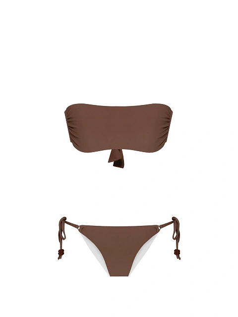 Коричневый раздельный купальник со стразами, 2