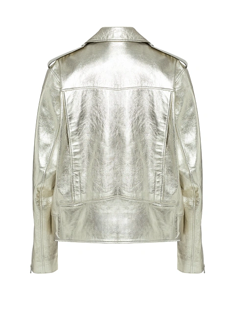 Объемная косуха из золотистой кожи, 2