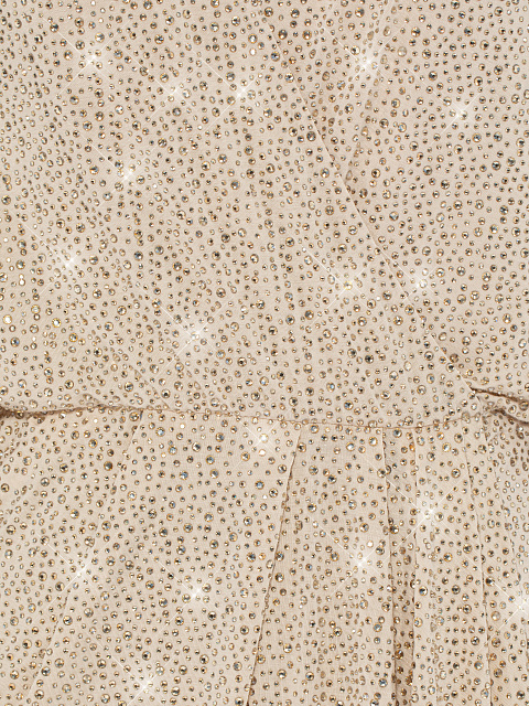 Бежевое асимметричное платье-мини в стразах, 3