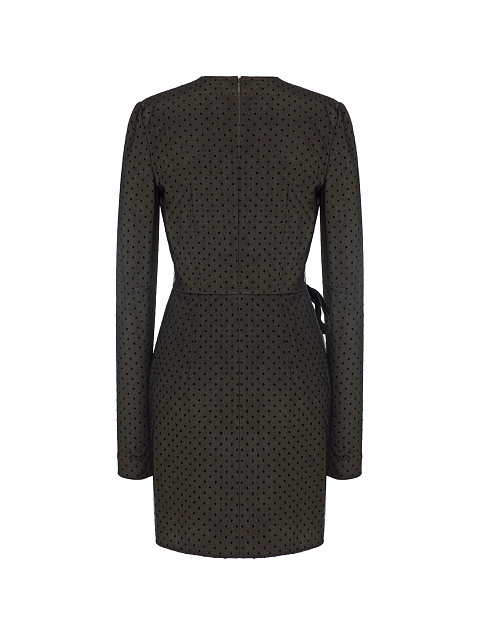 Платье-мини цвета хаки в горошек, 2