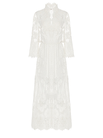 Белое платье-миди из кружева, 1