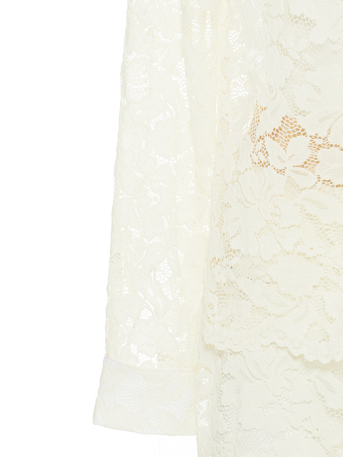 Молочно-белый кружевной костюм из рубашки и брюк, 5