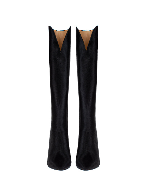 Черные высокие сапоги из меха пони, 2