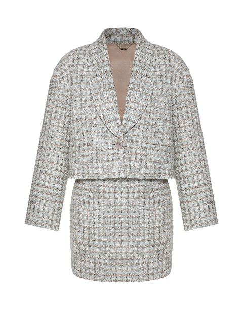 Бежевый костюм-двойка из букле, 1