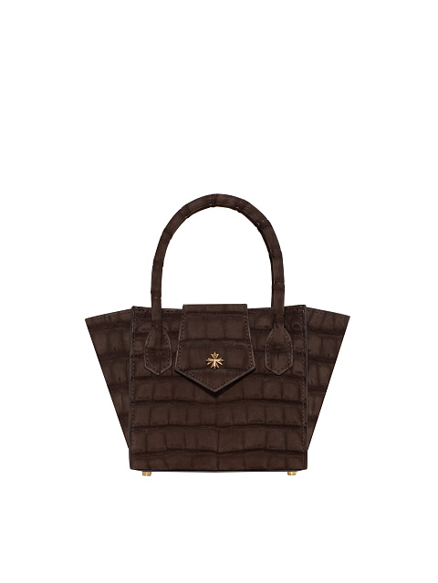 Коричневая сумка из крокодиловой кожи с серебром, 1