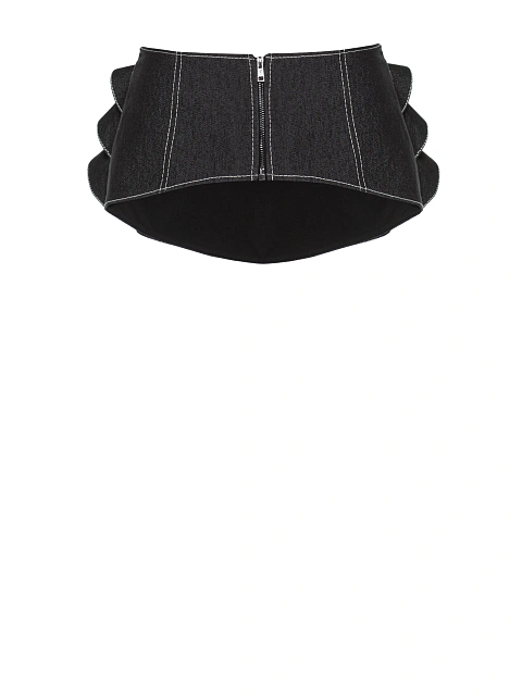 Черная баска из денима на молнии, 1 Черная баска из денима на молнии, 1