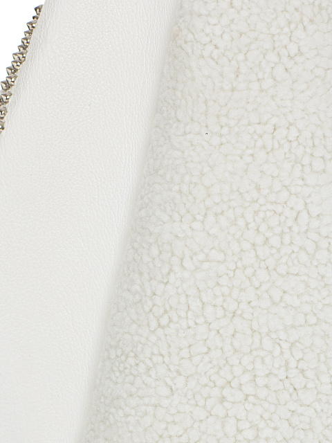 Белый кожаный жилет с подкладом из овчины и шипами, 5