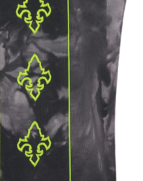 Серый tie-dye костюм с укороченной толстовкой и вышивкой в виде лилий, 4