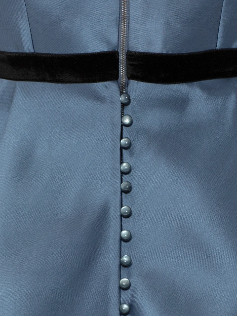 Синее платье-мини из тафты со стразами, 6