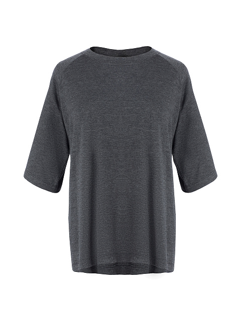 Серая футболка с принтом на спинке, 1