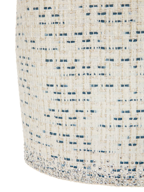 Молочный твидовый костюм из жакета и юбки-мини, 7