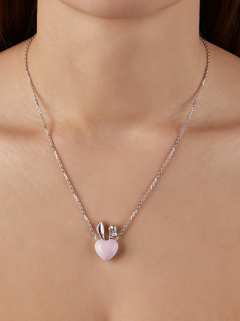 Колье с кулоном в виде сердца из эмали, 2