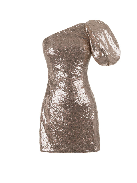 Платье-мини в бежевых пайетках, 1 Платье-мини в бежевых пайетках, 1
