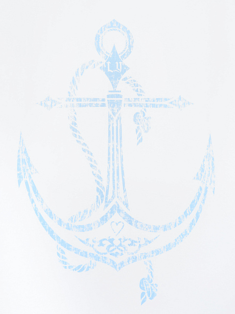 Белая хлопковая футболка с голубым принтом, 3