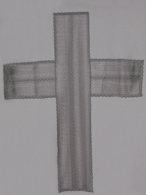 Серая хлопковая футболка с кружевом, 3