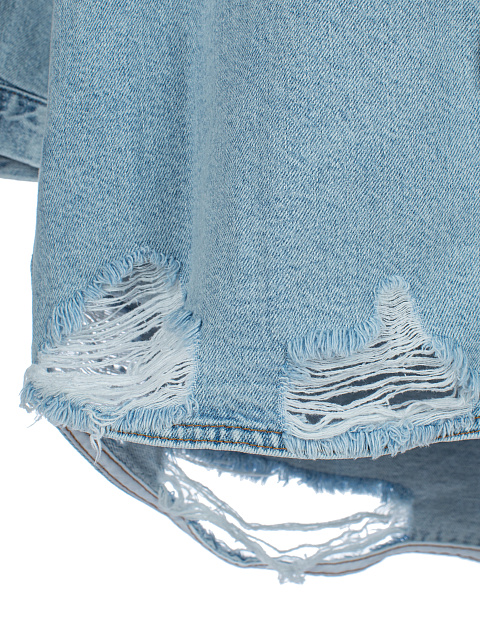 Удлиненная голубая рубашка из денима, 5