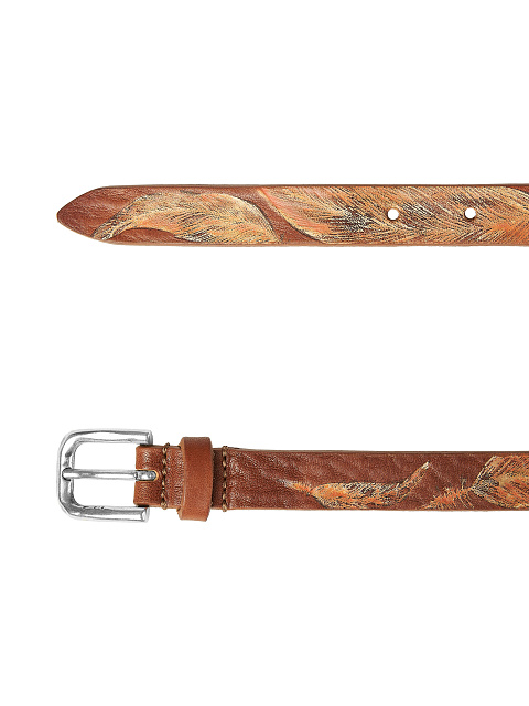 Коричневый ремень из кожи с узором, 2