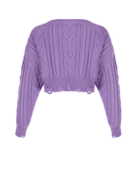 Укороченный фиолетовый свитер с косами, 2