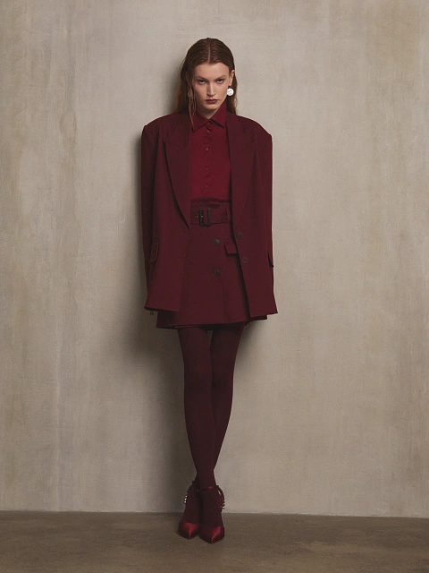 Бордовая юбка-мини с карманами, 4 Бордовая юбка-мини с карманами, 4