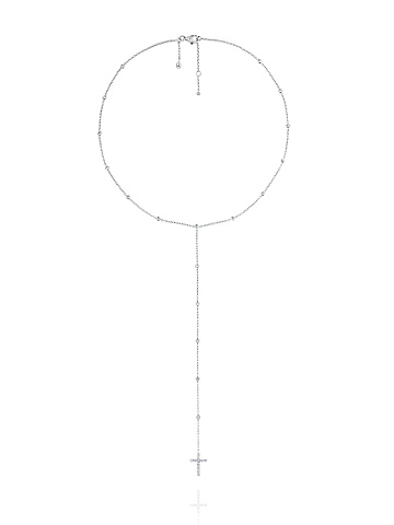 Колье-галстук из белого золота с кулоном-крестиком и бриллиантами, 1 Колье-галстук из белого золота с кулоном-крестиком и бриллиантами, 1