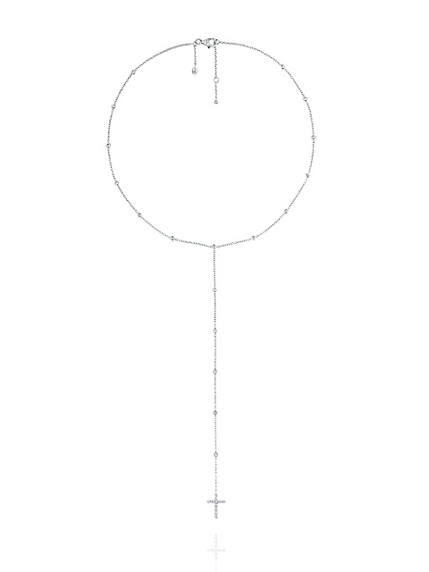 Колье-галстук из белого золота с кулоном-крестиком и бриллиантами, 1