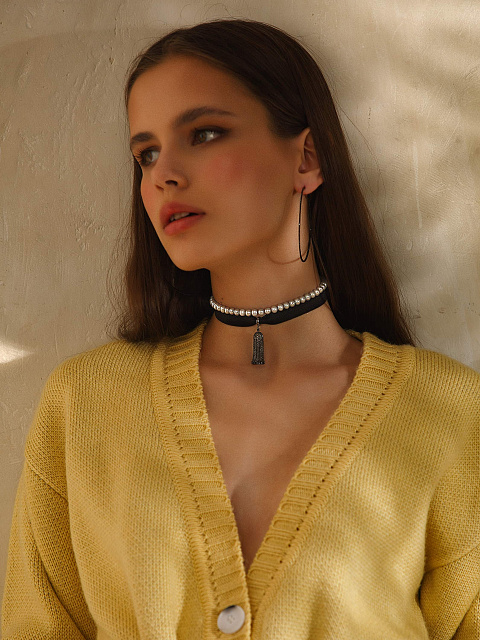 Кулон-кисть из черненого золота с черными бриллиантами, 2