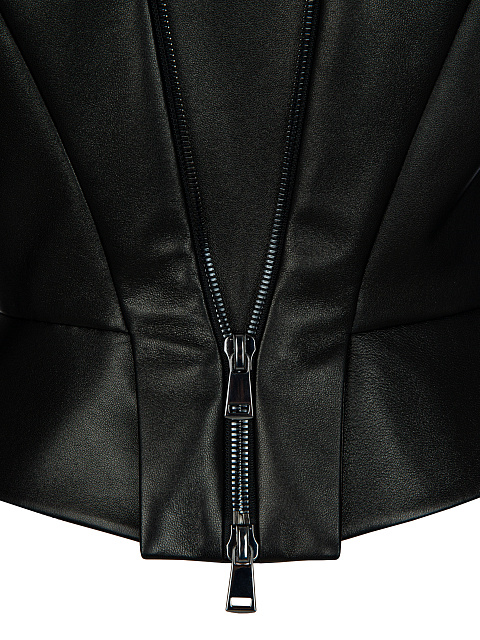 Черная кожаная куртка с баской, 5 Черная кожаная куртка с баской, 5