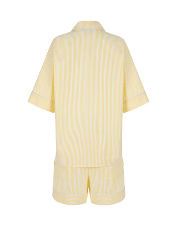 Желтая хлопковая пижама в полоску, 2