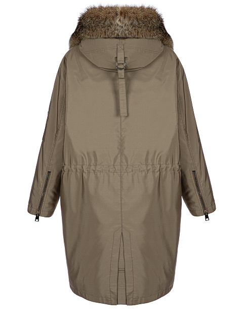 Светло-коричневая парка из шелка на меху рыси, 2