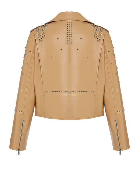 Бежевая кожаная косуха с шипами, 2 Бежевая кожаная косуха с шипами, 2