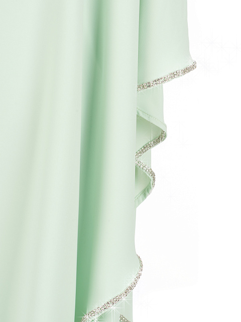 Зеленое асимметричное платье-мини со стразами, 3