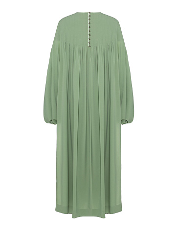 Костюм из зеленого креп-шелка, туника отделана вышивкой, джоггеры на резинке, 2