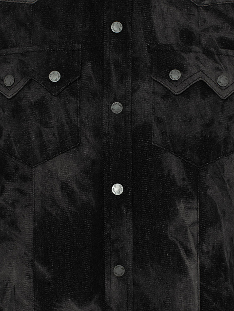 Черная рубашка из вареного денима с вышивкой, 3