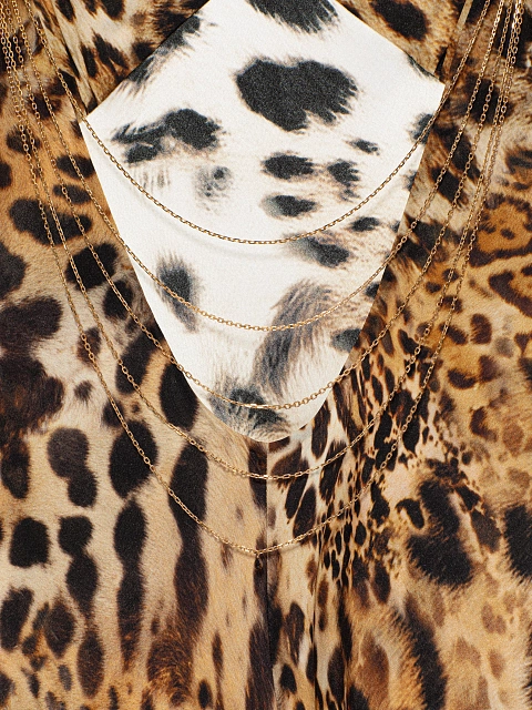 Бежевое платье-макси из шелка с леопардовым принтом и серебряными бретелями, 4 Бежевое платье-макси из шелка с леопардовым принтом и серебряными бретелями, 4