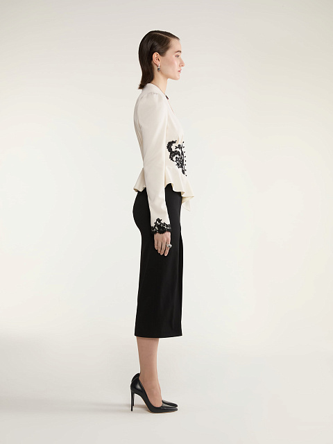 Черно-белое платье-миди с баской, 6 Черно-белое платье-миди с баской, 6