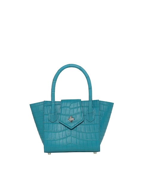 Бирюзовая сумка-трапеция из кожи крокодила, 1