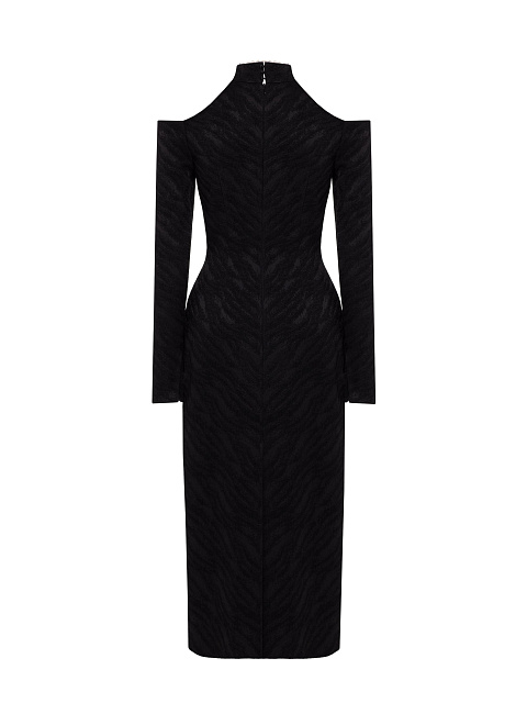 Черное платье-миди из жаккарда, 2