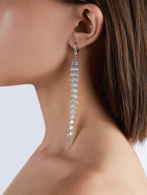 Серьги-кисти из белого золота с бриллиантами огранки «бриолет» и «фантазийной» огранки, 2