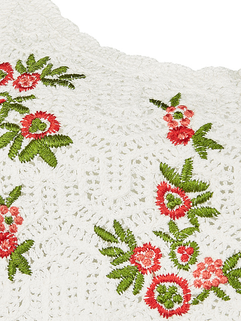 Белый вязаный топ с цветочной вышивкой, 4