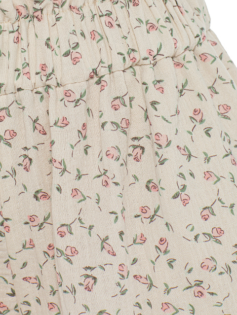 Бежевый костюм из муслина с розовым цветочным принтом, 7