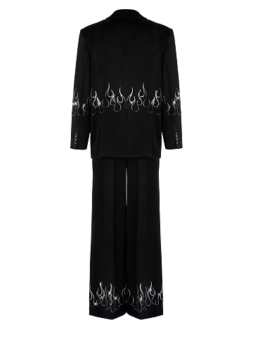 Черный шелковый костюм-двойка со стразами, 2